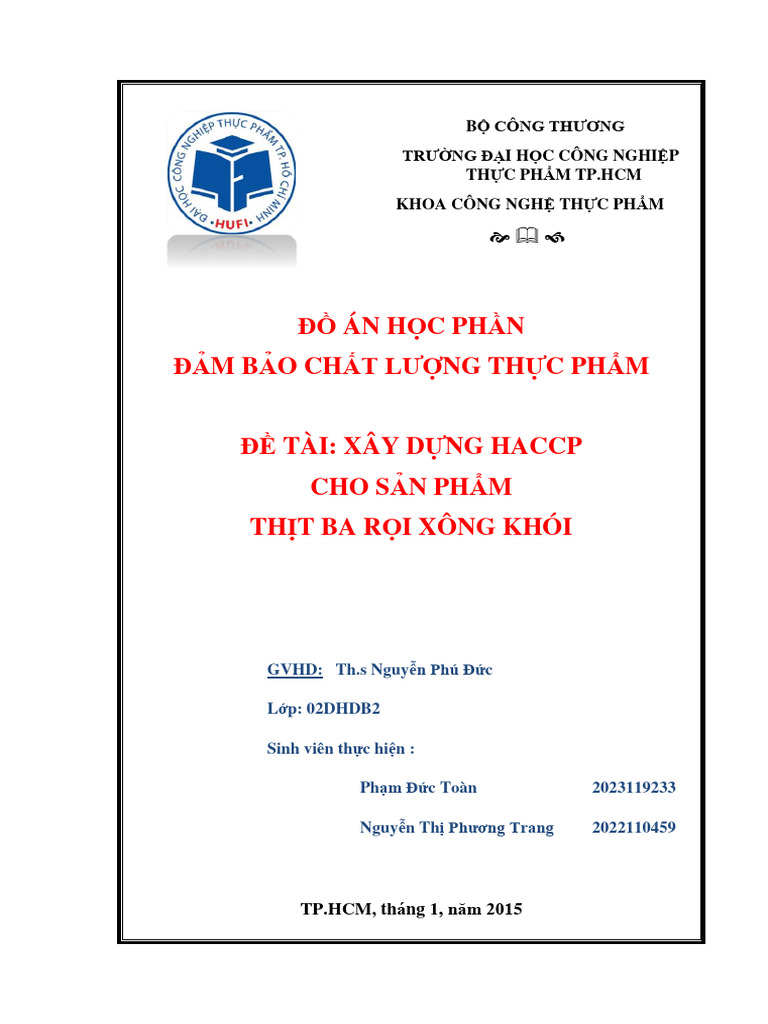 HACCP Thit Xong Khoi Pham Duc Toan Nguye | PDF