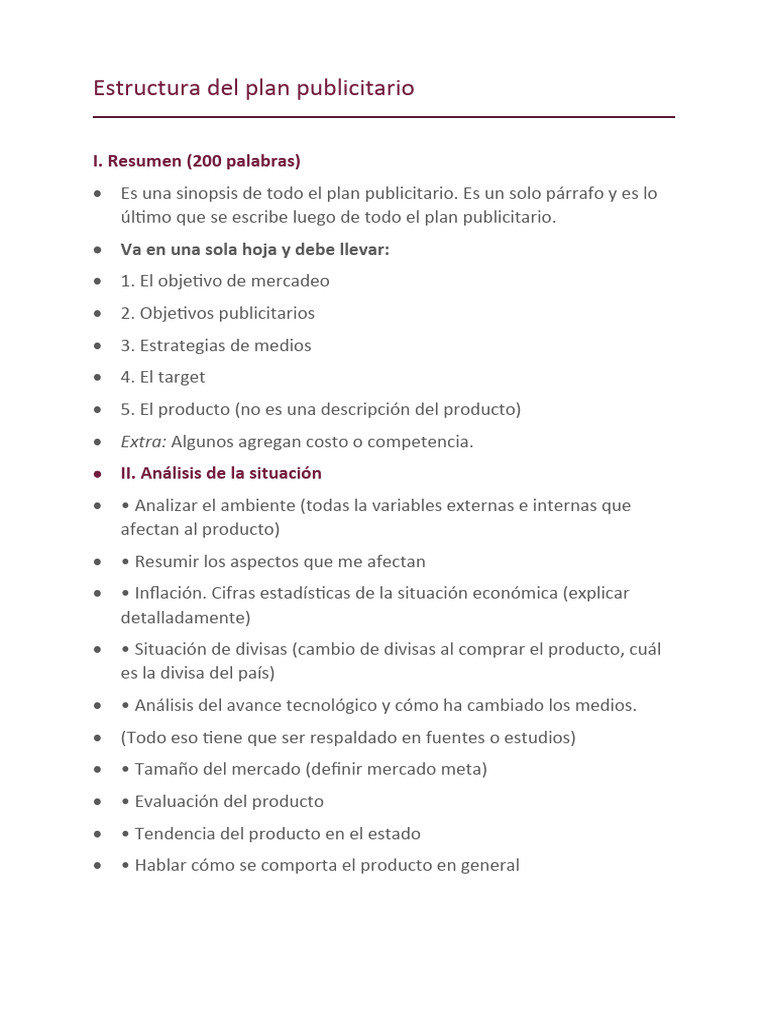 Estructura de un Plan Publicitario | PDF | Marketing | Producto (Negocio)
