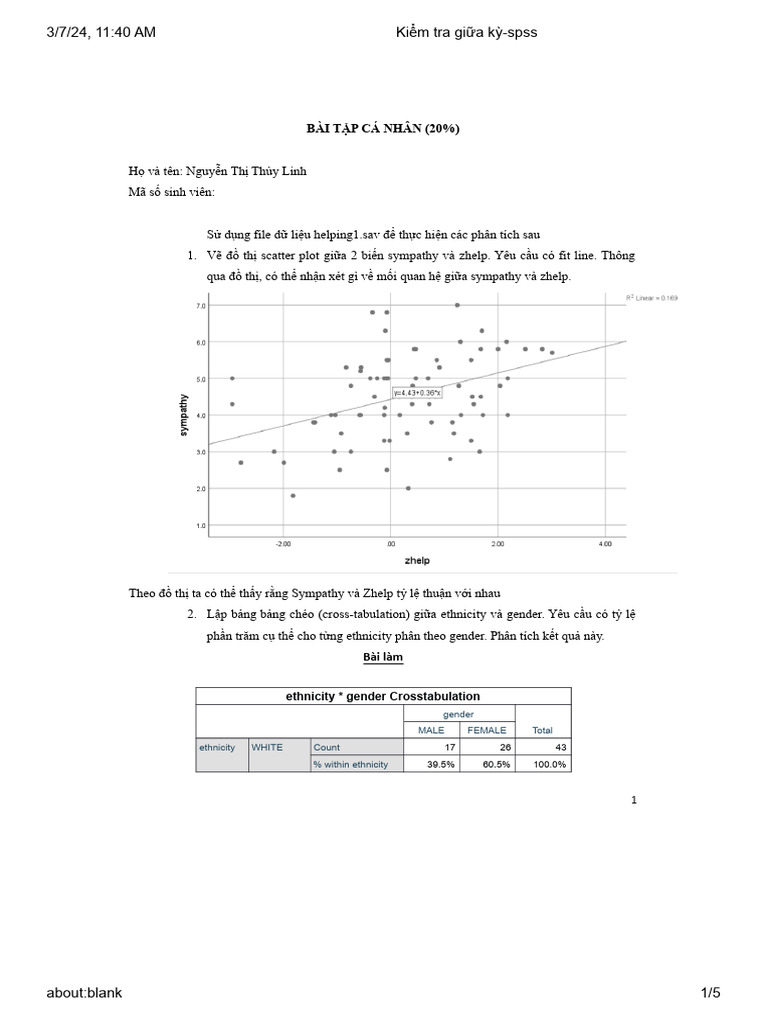 Kiểm tra giữa kỳ spss | PDF