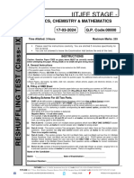 IIT-JEE Stage - 1 - PCM-IX - Reshuffling Test Paper