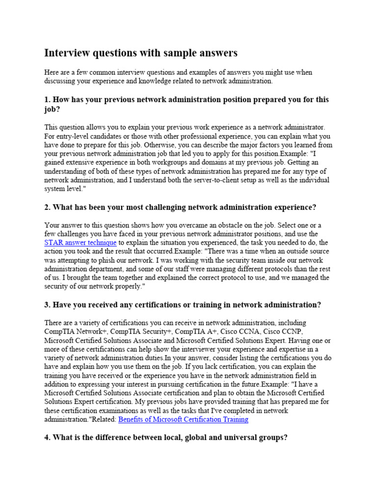Network Administrator Interview Guide | PDF | Computer Network | Osi Model