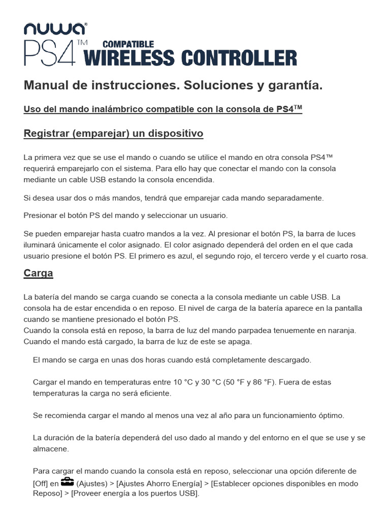 PS4 Controller Manual ES en | PDF | Altoparlante