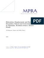 Education, Employment and Earnings of Secondary School and University Leavers in Tanzania: Evidence From A Tracer Study