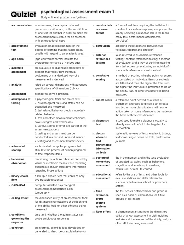 Psychological Assessment Overview | PDF | Level Of Measurement ...