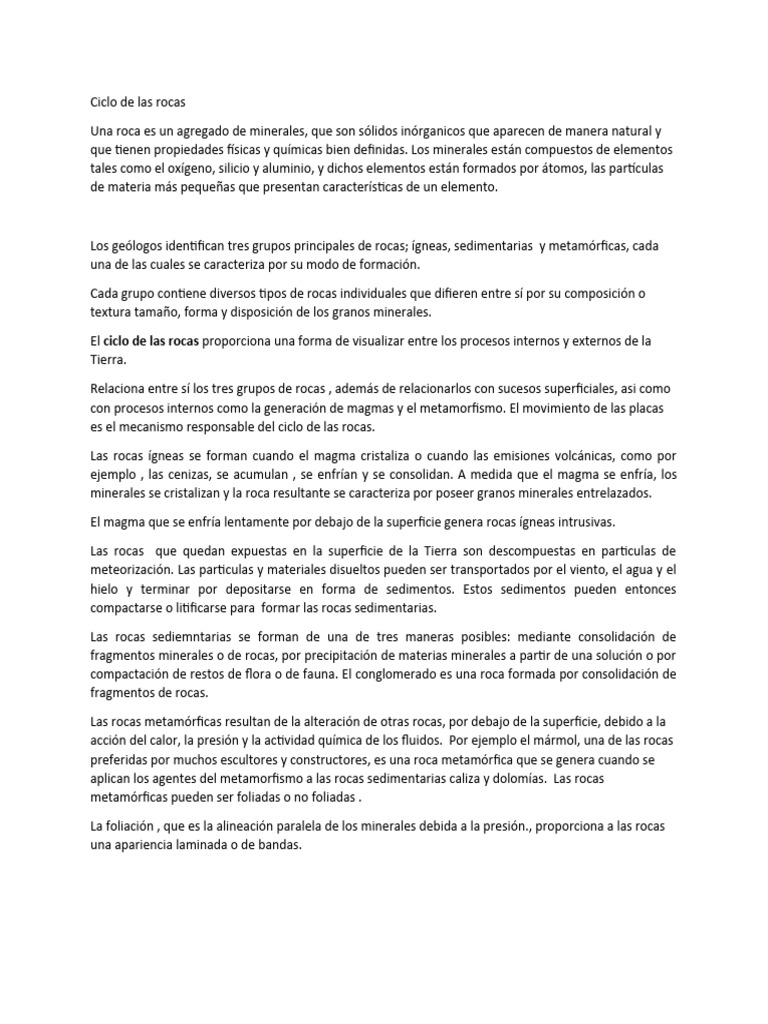Ciclo de las Rocas: Formación y Tipos | PDF | Roca (geología) | Minerales
