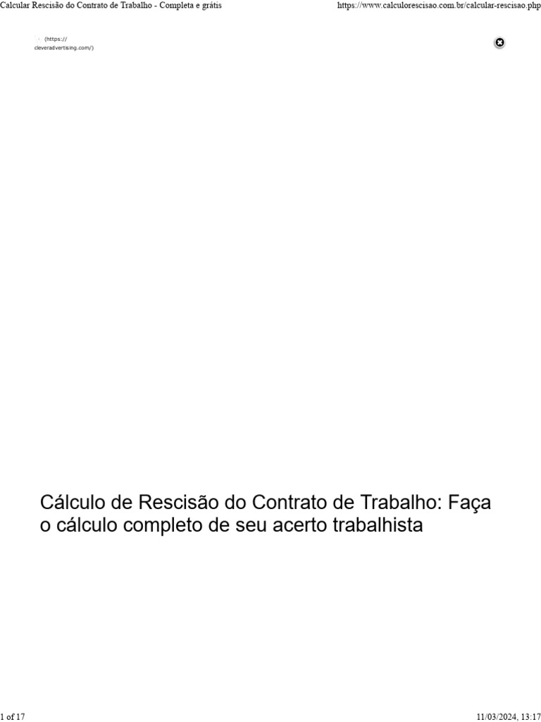Cálculo Completo de Rescisão Trabalhista | PDF | Férias trabalhistas ...