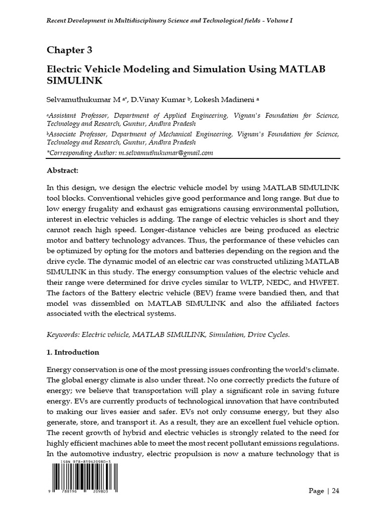 Chapter 3 Electric Vehicle Modeling and Simulation Using MATLAB ...