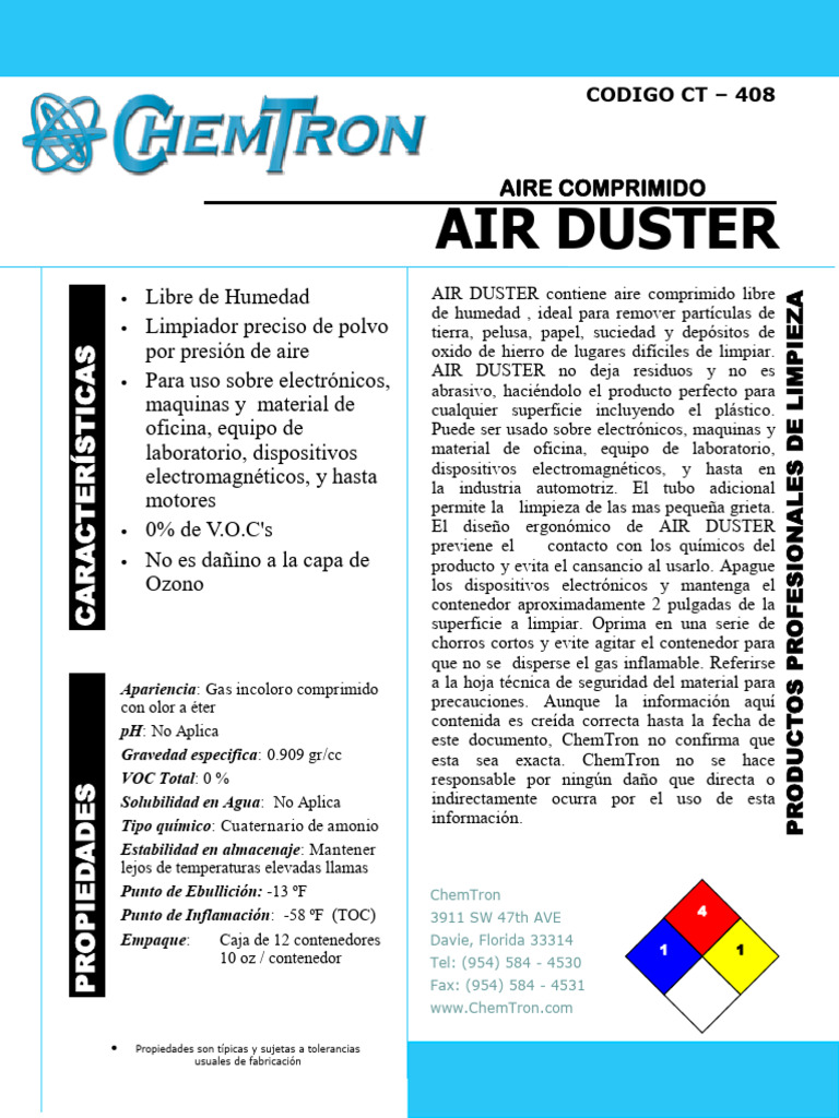 Air Duster TDS CT-408 (Spanish) | PDF | Gases | Materiales