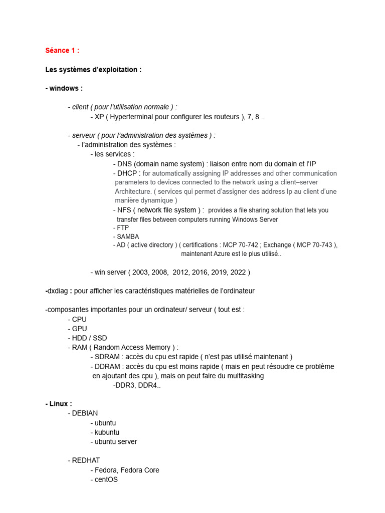 Systèmes d'exploitation et administration réseau | PDF | Adresse IP | Linux