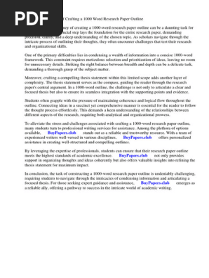 1000 Word Research Paper Outline