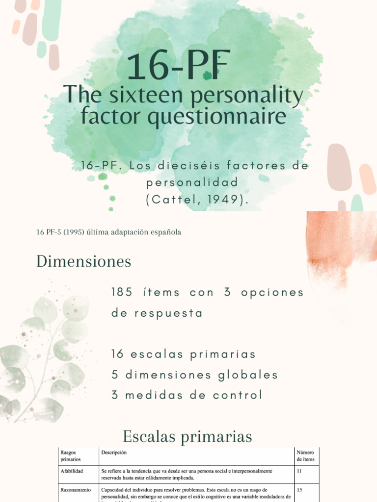 Cuestionario de Personalidad 16 PF | PDF