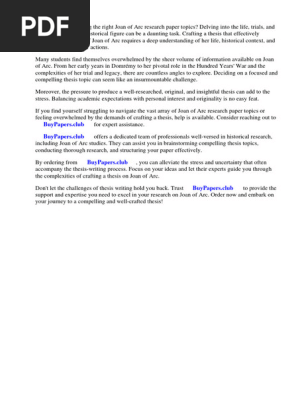 Joan of Arc Research Paper Topics