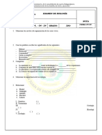 Examen Mensual de Biología 1ro