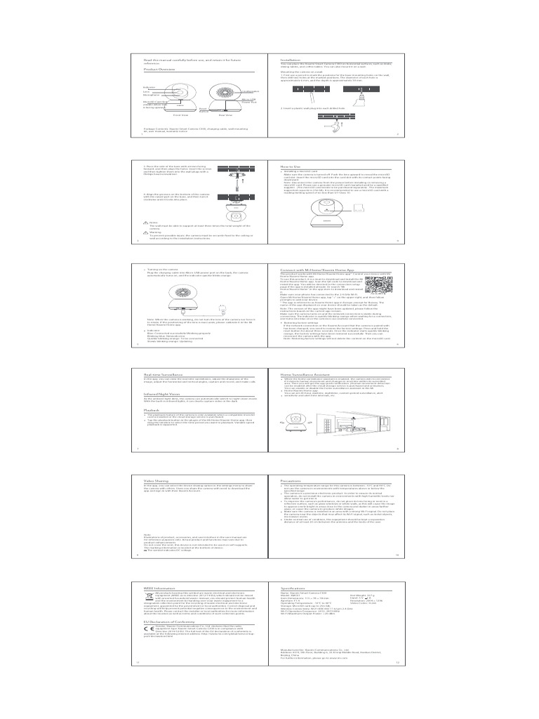 Xiaomi Smart Camera C300 User Guide | PDF | Camera | Wi Fi