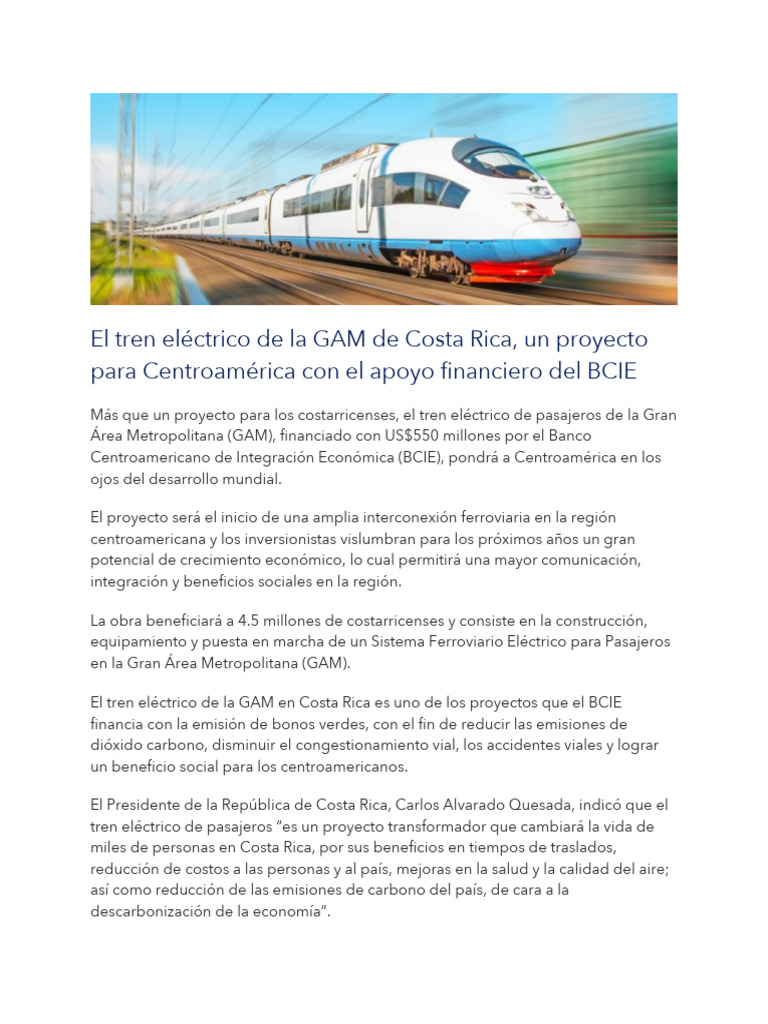 El Tren Electrico de La GAM de Costa Rica | PDF | Costa Rica ...