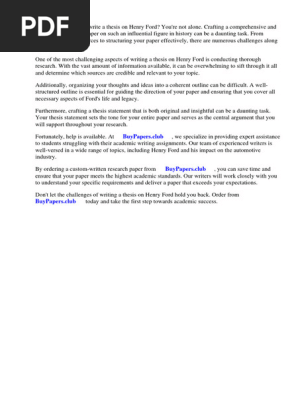 Henry Ford Research Paper Outline