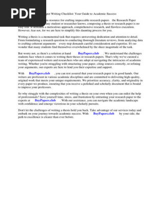 Research Paper Writing Checklist