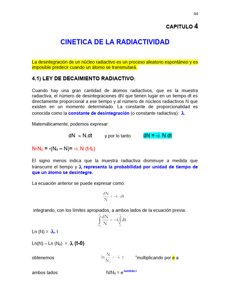 Cinética y Decaimiento Radiactivo | PDF | Desintegración radioactiva ...