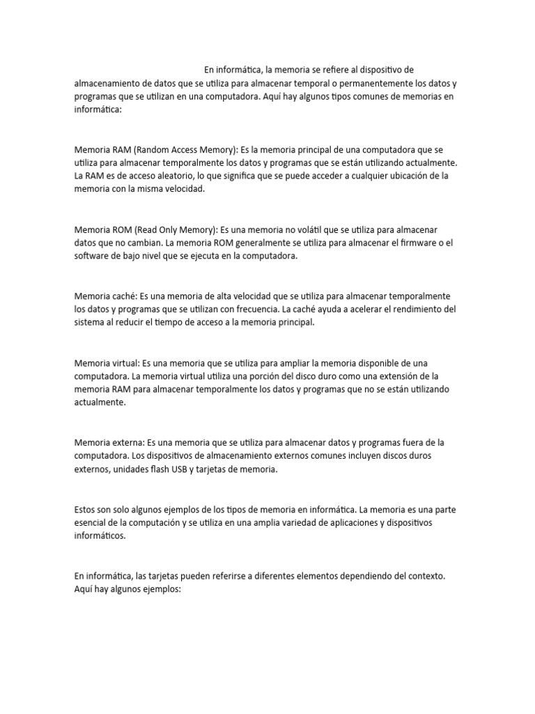 En Informática | PDF | Almacenamiento de datos de la computadora ...