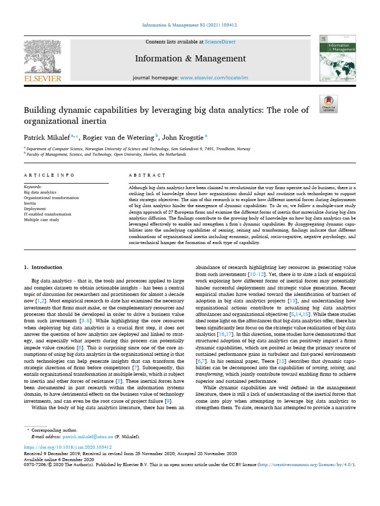 Building Dynamic Capabilities by Leveraging Big Data Anal - 2021 ...