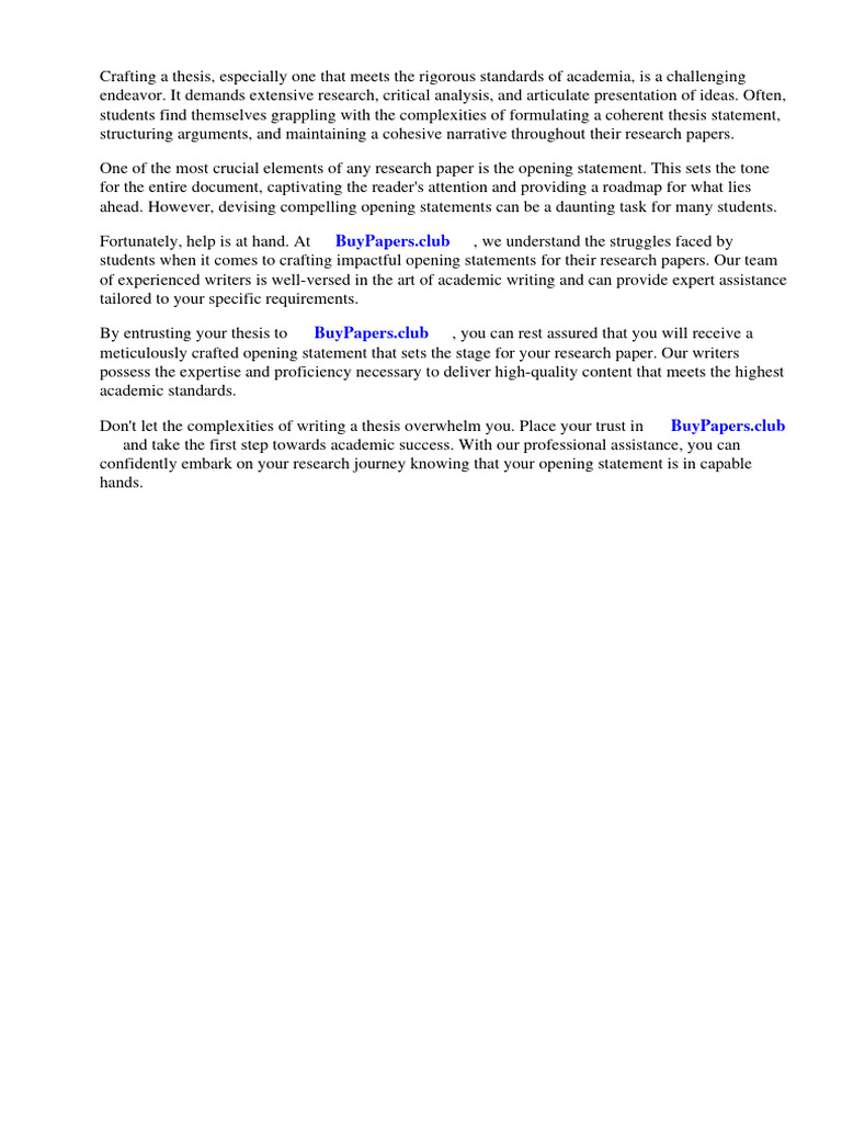 Opening Statement Examples For Research Papers PDF Thesis Sunscreen