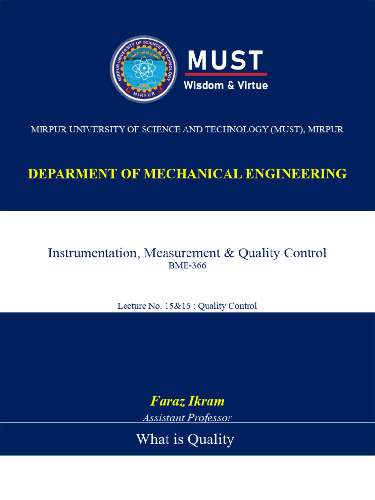 Lecture 15+16, Quality Control | PDF | Sampling (Statistics) | Audit