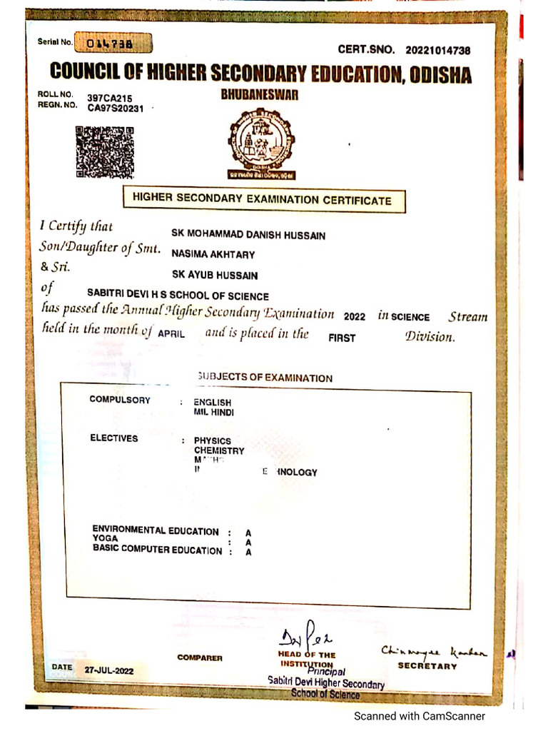 Marksheet Document | PDF