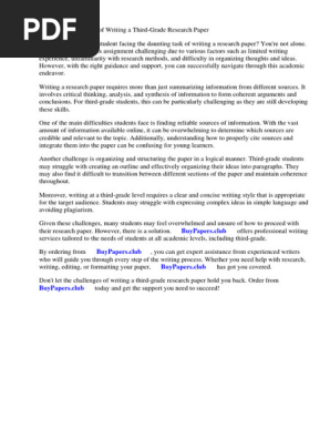 Research Paper Third Grade