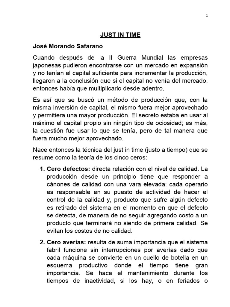 Just in Time | PDF | Lean Manufacturing | Economias