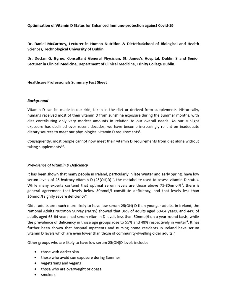 Vitamin D's Role in Covid-19 Immunity | PDF | Vitamin D | Vitamin