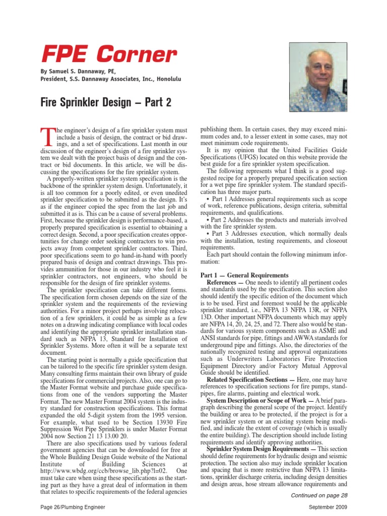 Fire Sprinkler System Specification Guide | PDF | Specification ...