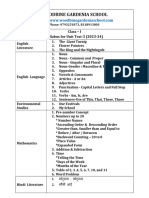 Syllabus For Unit Test-III 2023-24 (Class - I)