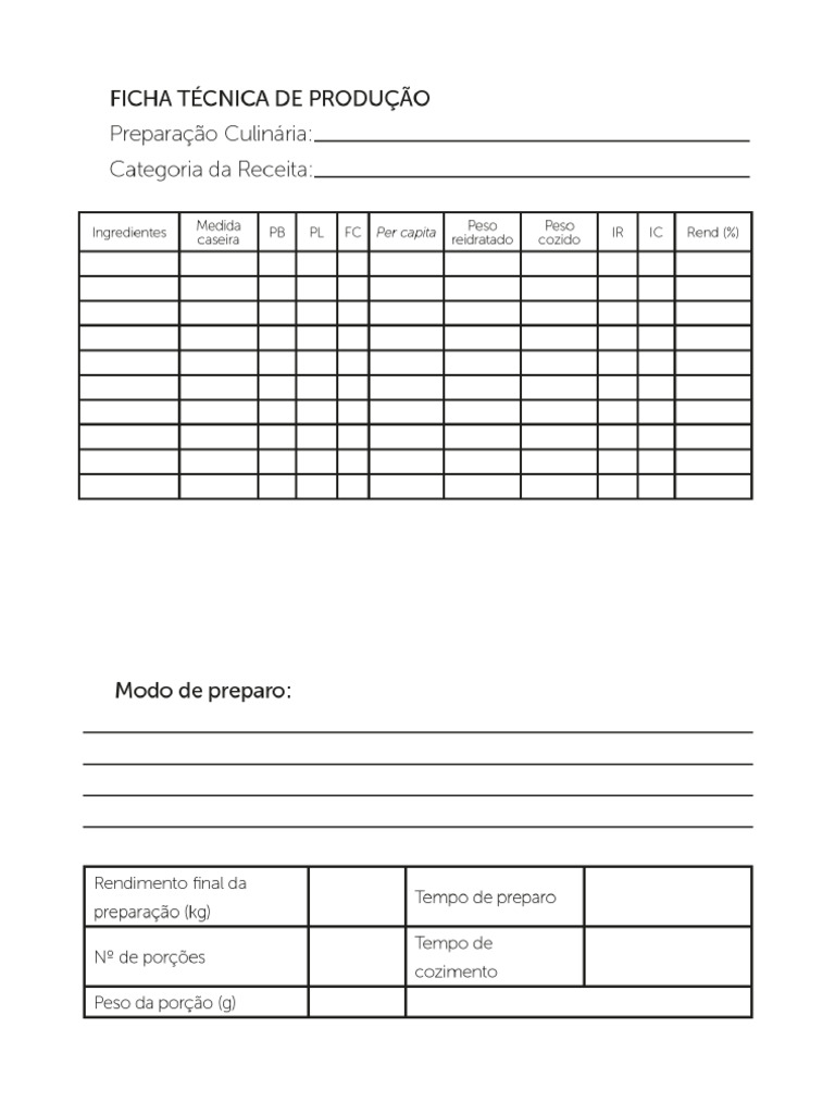 Modelo Ficha Técnica | PDF