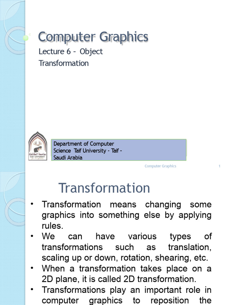 Computer Graphics Lecture 05 | PDF | 2 D Computer Graphics | Geometry