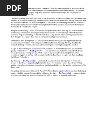 Research Paper Cell Phone Technology