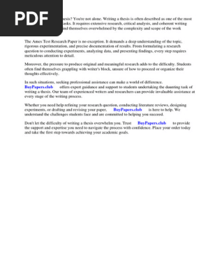 Ames Test Research Paper