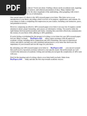 Apa Research Paper Cover Letter
