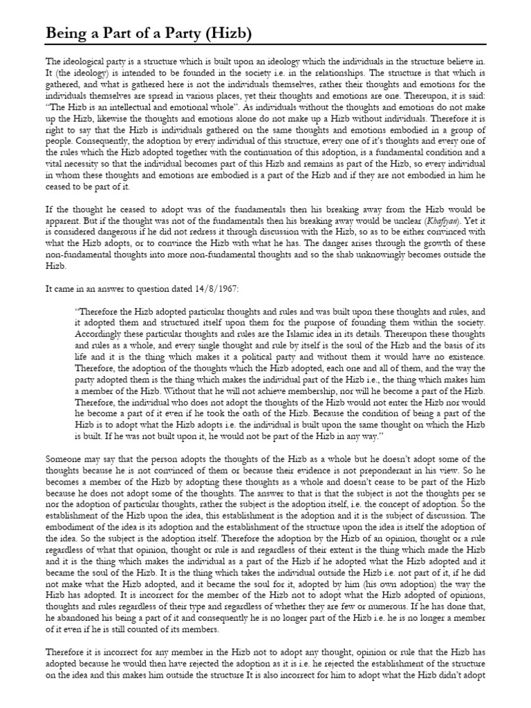 Being A Part of A Party | PDF | Thought | Adoption