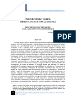 Percepções Do Corpo: Direito, Tecnociência e Dança