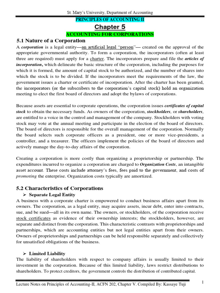 Accounting for Corporations Overview | PDF | Stocks | Debits And Credits