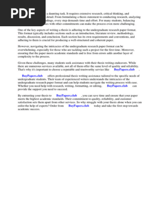 Undergraduate Research Paper Format
