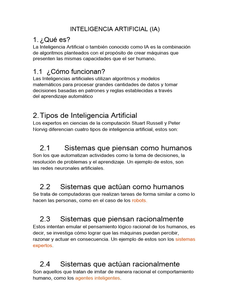 Definición de Inteligencia Artificial | PDF | Inteligencia artificial ...