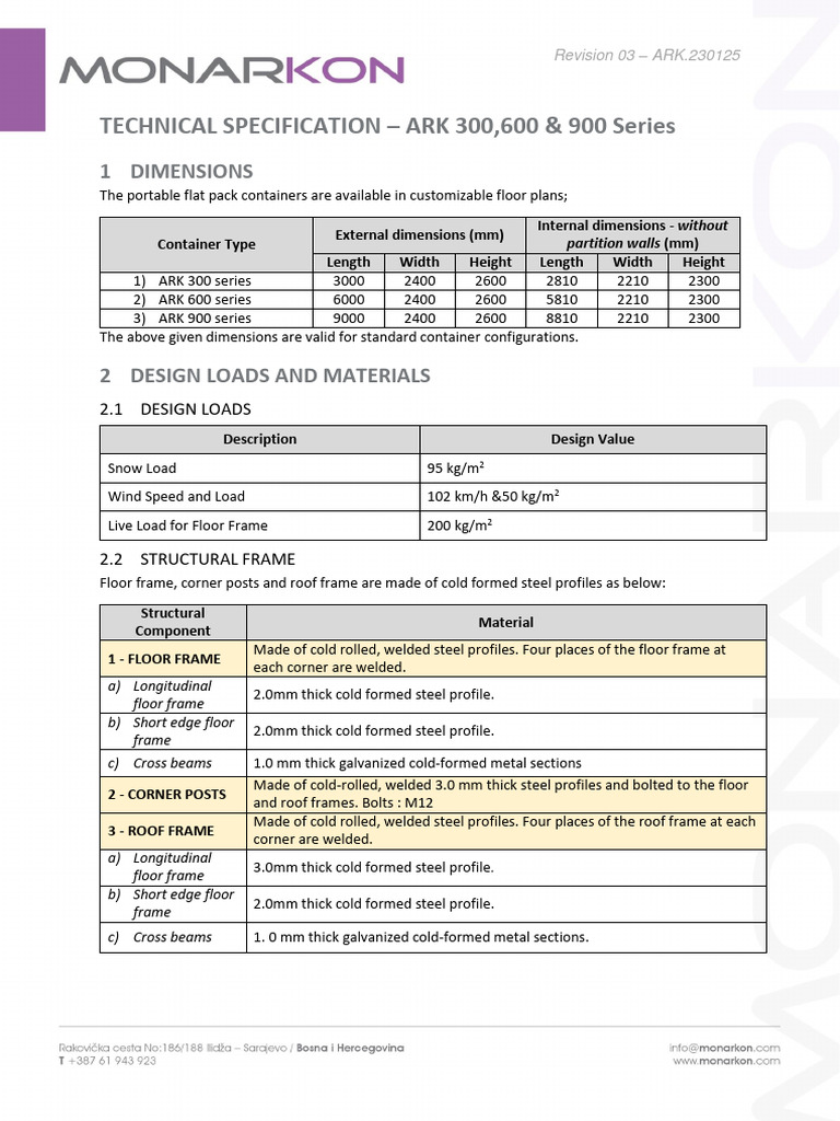 Container Specification | PDF | Door | Wall
