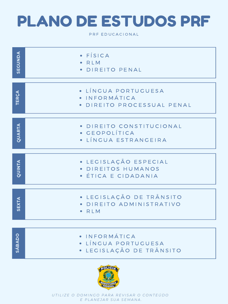 Cronograma de Estudos para PRF | PDF