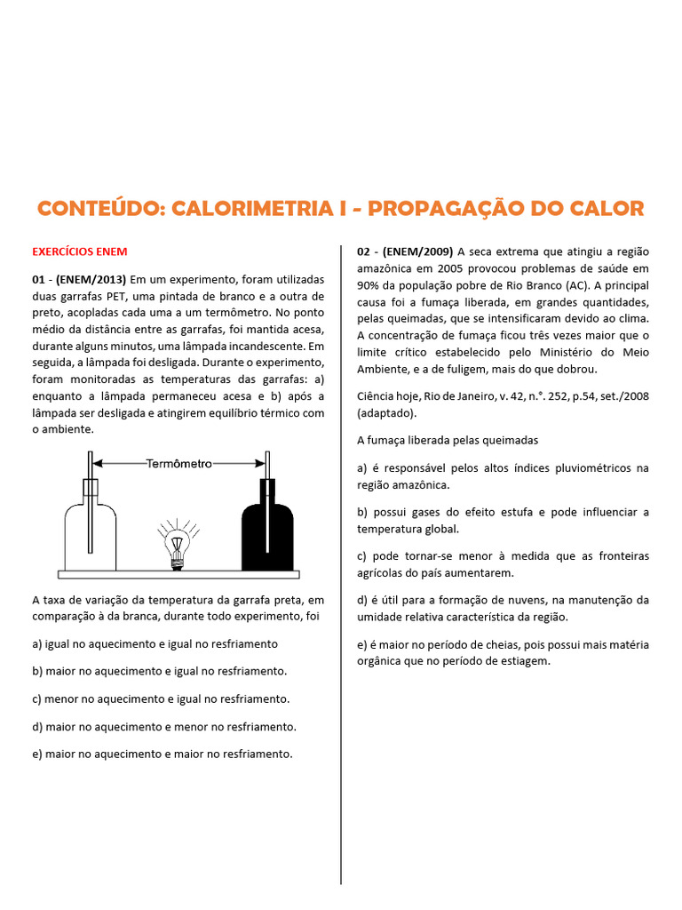 Experimentos de Calorimetria e Calor | PDF | Calor | Convecção
