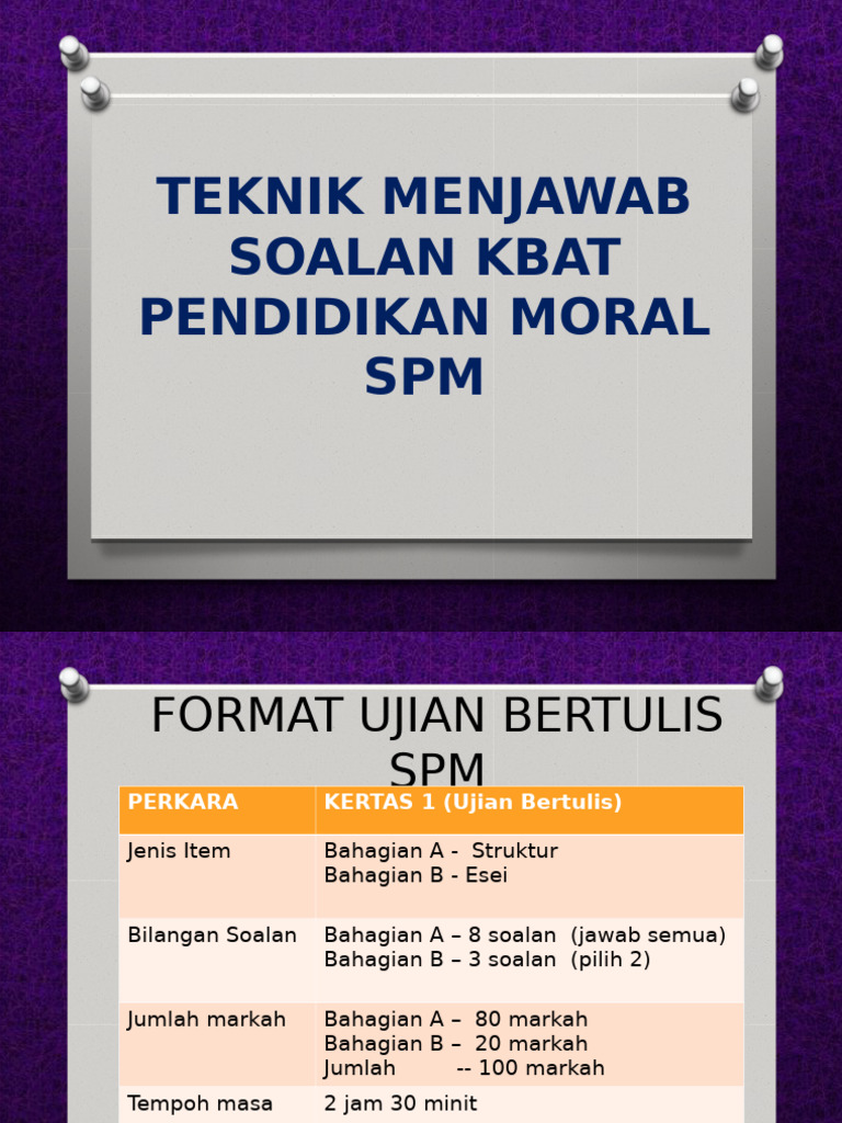 Teknik Menjawab Kbat Pendidikan Moral SPM | PDF