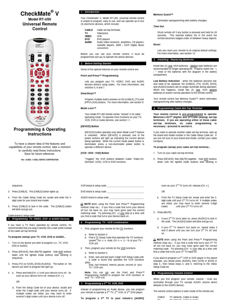 Remote control rt u50 pdf set top box remote control