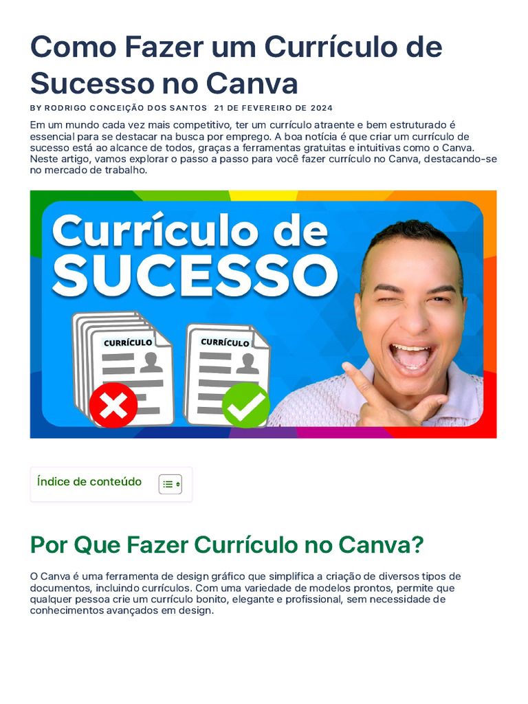 Como fazer um curr culo de sucesso no canva pdf
