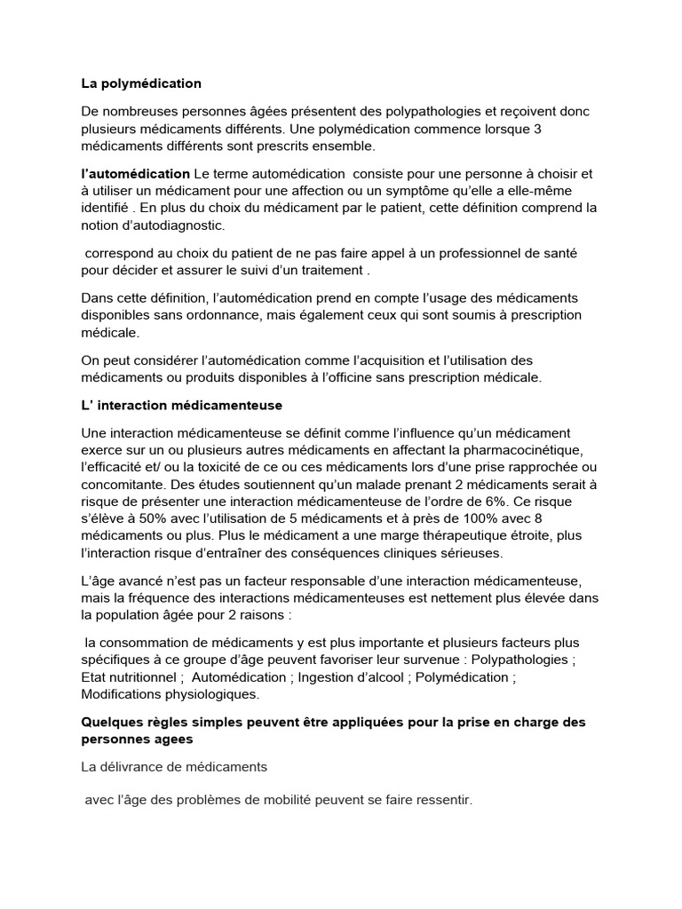 Polymédication et automédication chez les seniors | PDF | Pharmacien ...