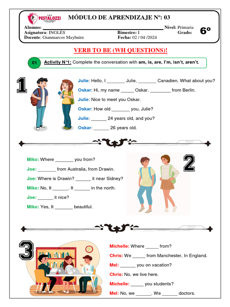 WH Questions with Verb To Be | PDF